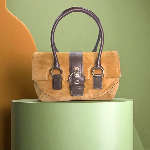 COACH Soho Suede Y2K Satchel in tan/brown - Picture 1 of 10